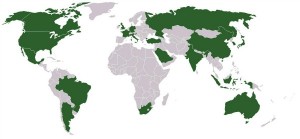 Carte des pays membres du G20