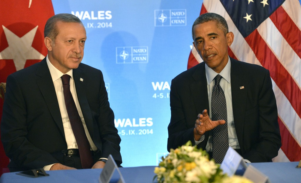 President Barack Obama hosts a meeting with President of Turkey Recep Tayyip Erdoğan during the NATO summit held in Newport, Wales, September 5, 2014. Secretary of Defense Chuck Hagel, attended the meeting (not pictured). DoD Photo by Glenn Fawcett (Released)