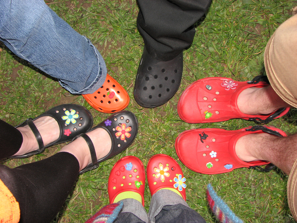 tan colored crocs